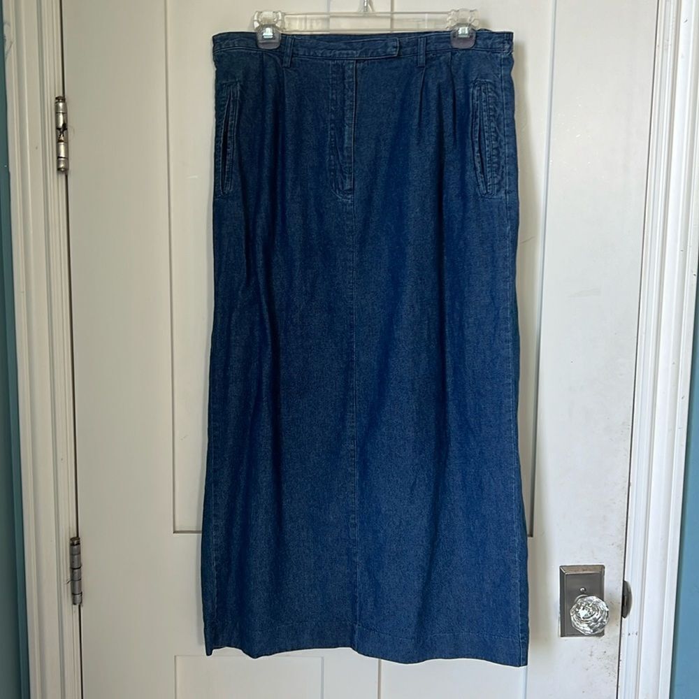 Karen Scott 100% Cotton Women’s Maxi Jean Cowgirl Western Pleated Midi Skirt 12 - Picture 14 of 14